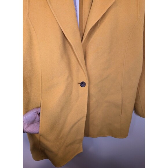 TALBOTS Double Face Wool Jacket Yellow Gold Classic Casual One Button Petite 14P - Picture 4 of 9